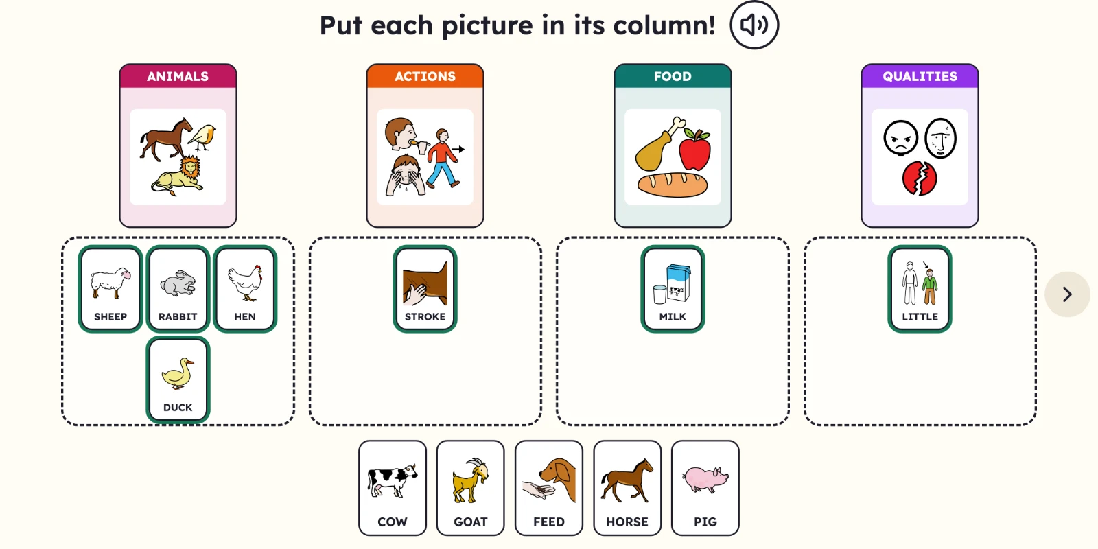 On screen, the farm cards sorted under four categories.