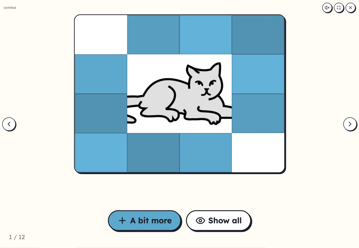 Hidden picture on screen: a few tiles removed give a glimpse of an animal