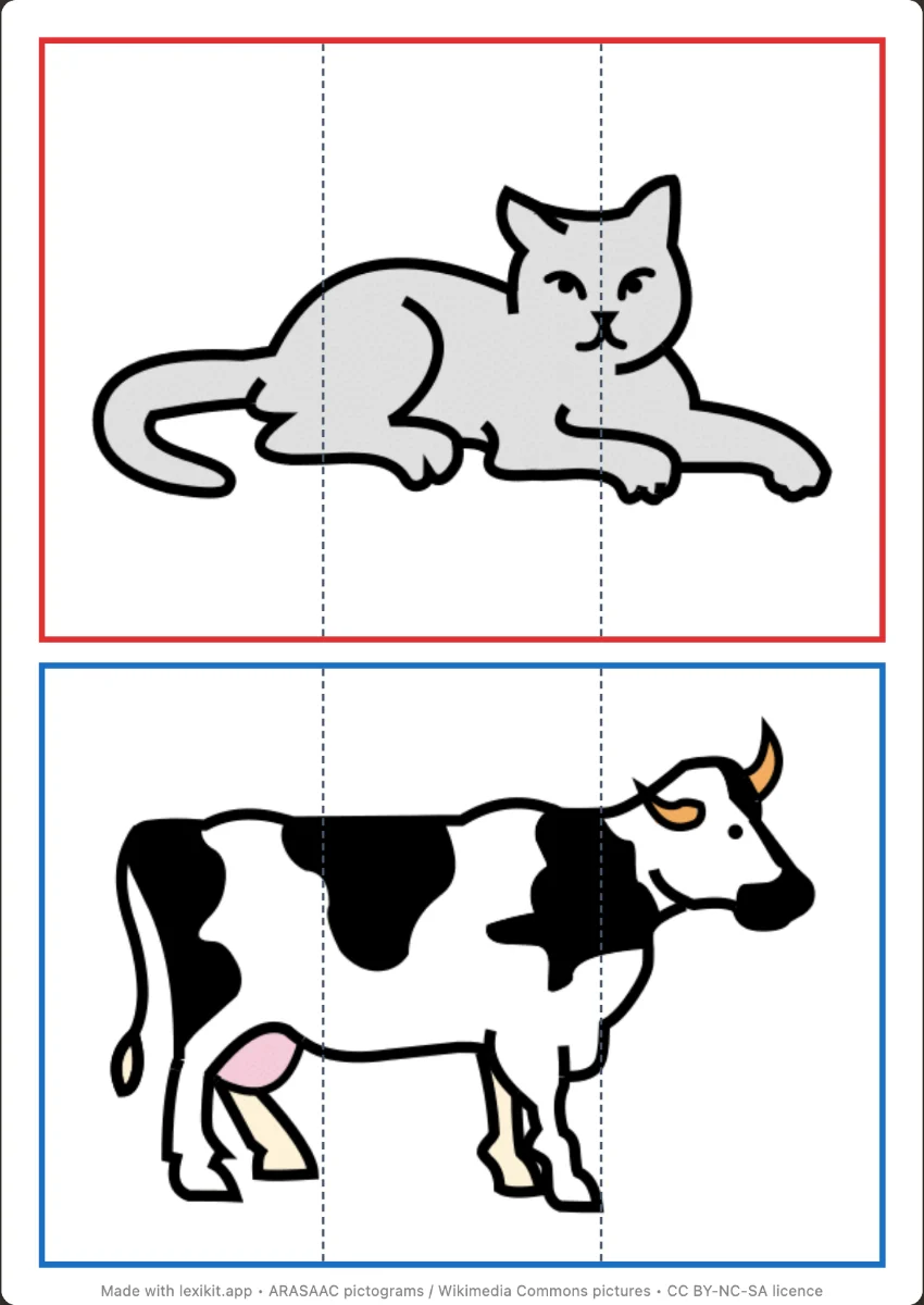 Puzzle of an animal picture with dotted cutting lines