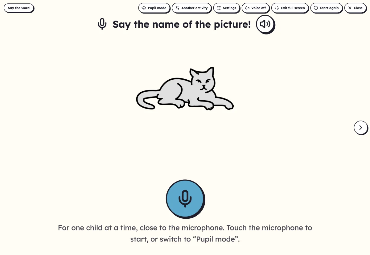 Naming the picture aloud with “Say the word”