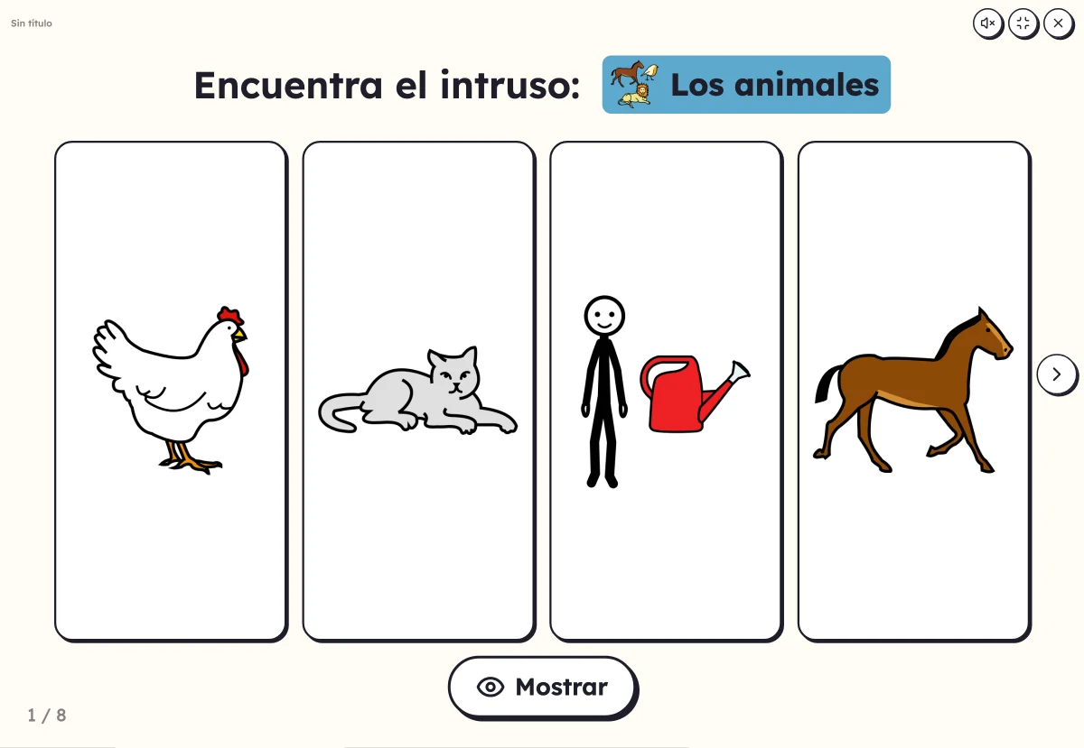 El intruso en pantalla: cuatro imágenes, tres animales y una fruta