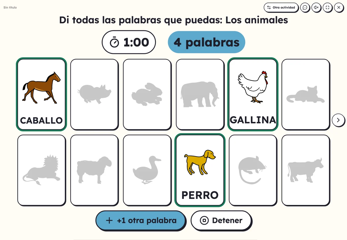 En un minuto en pantalla: el cronómetro, el contador y los animales en siluetas