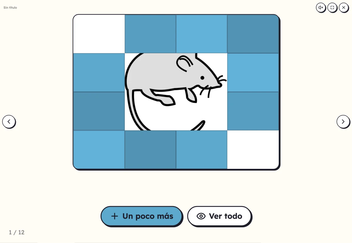 Imagen oculta en pantalla: unas casillas quitadas dejan adivinar un animal