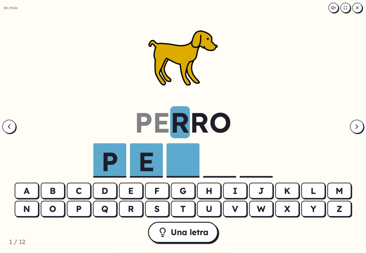 Teclado de letras en pantalla: una palabra para escribir con las letras del alfabeto
