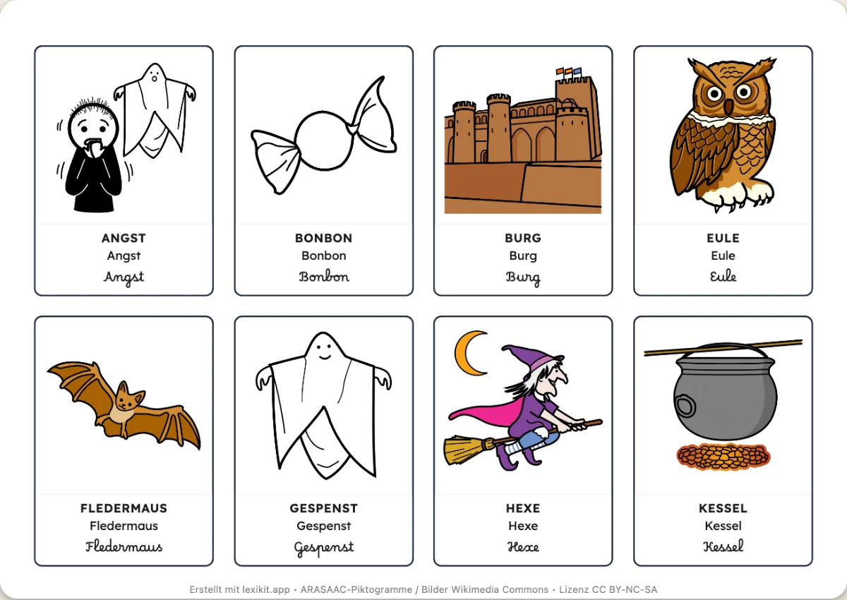 Bildwörterbuch zum Ausdrucken: Halloween