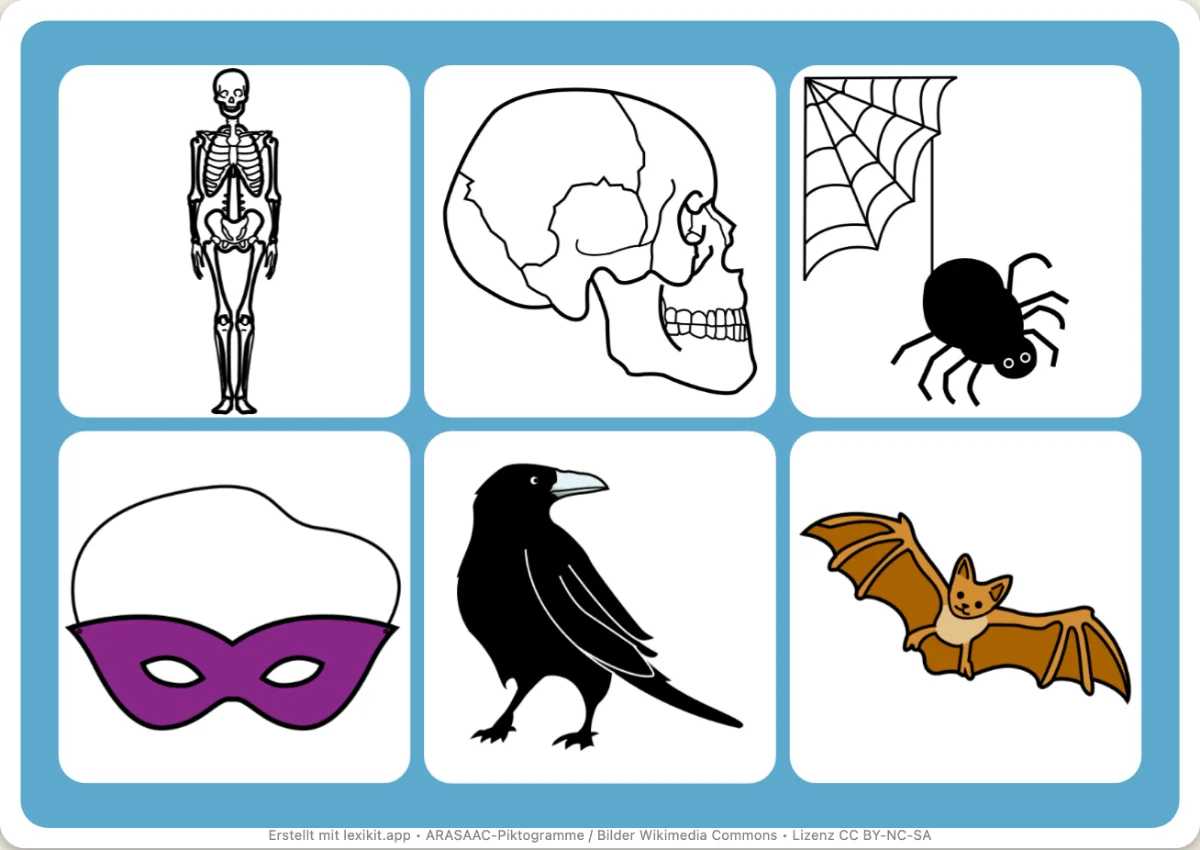 Bingo zum Ausdrucken, erste Seite: Halloween