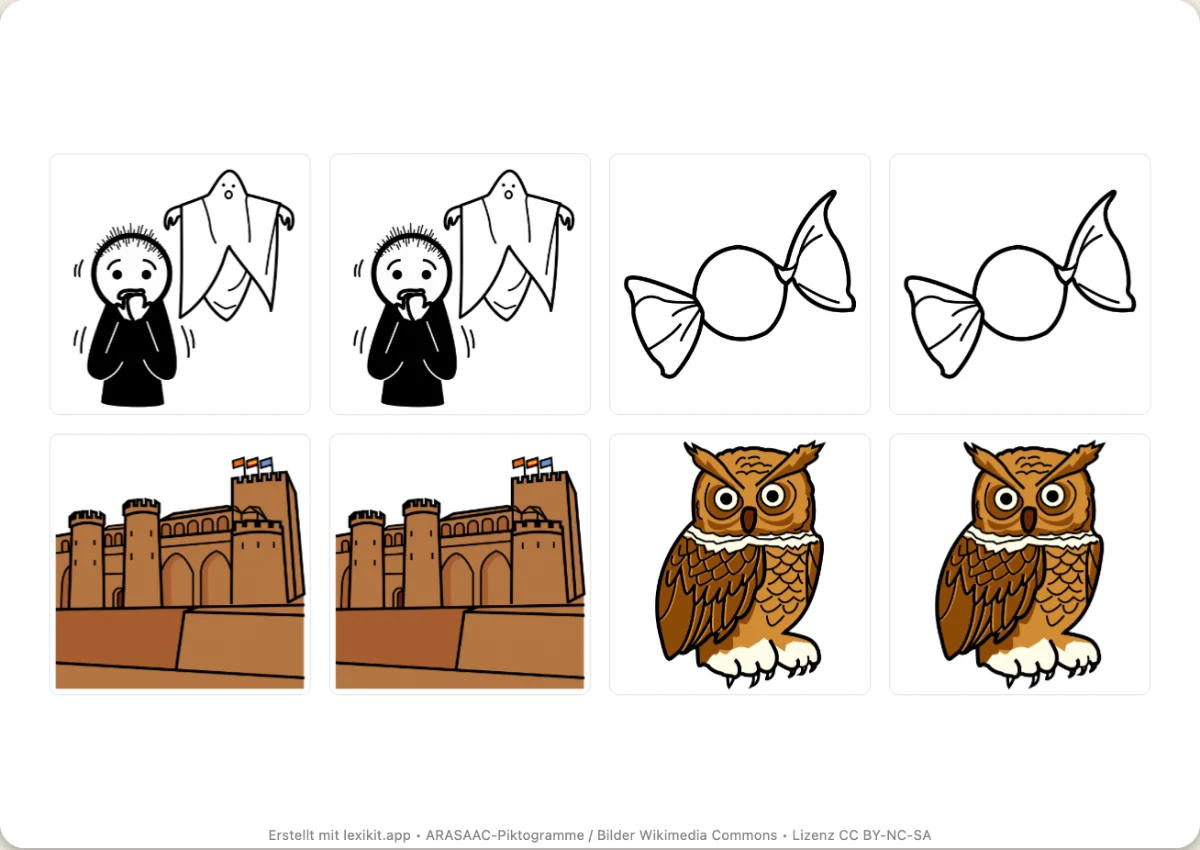Memory zum Ausdrucken, erste Seite: Halloween