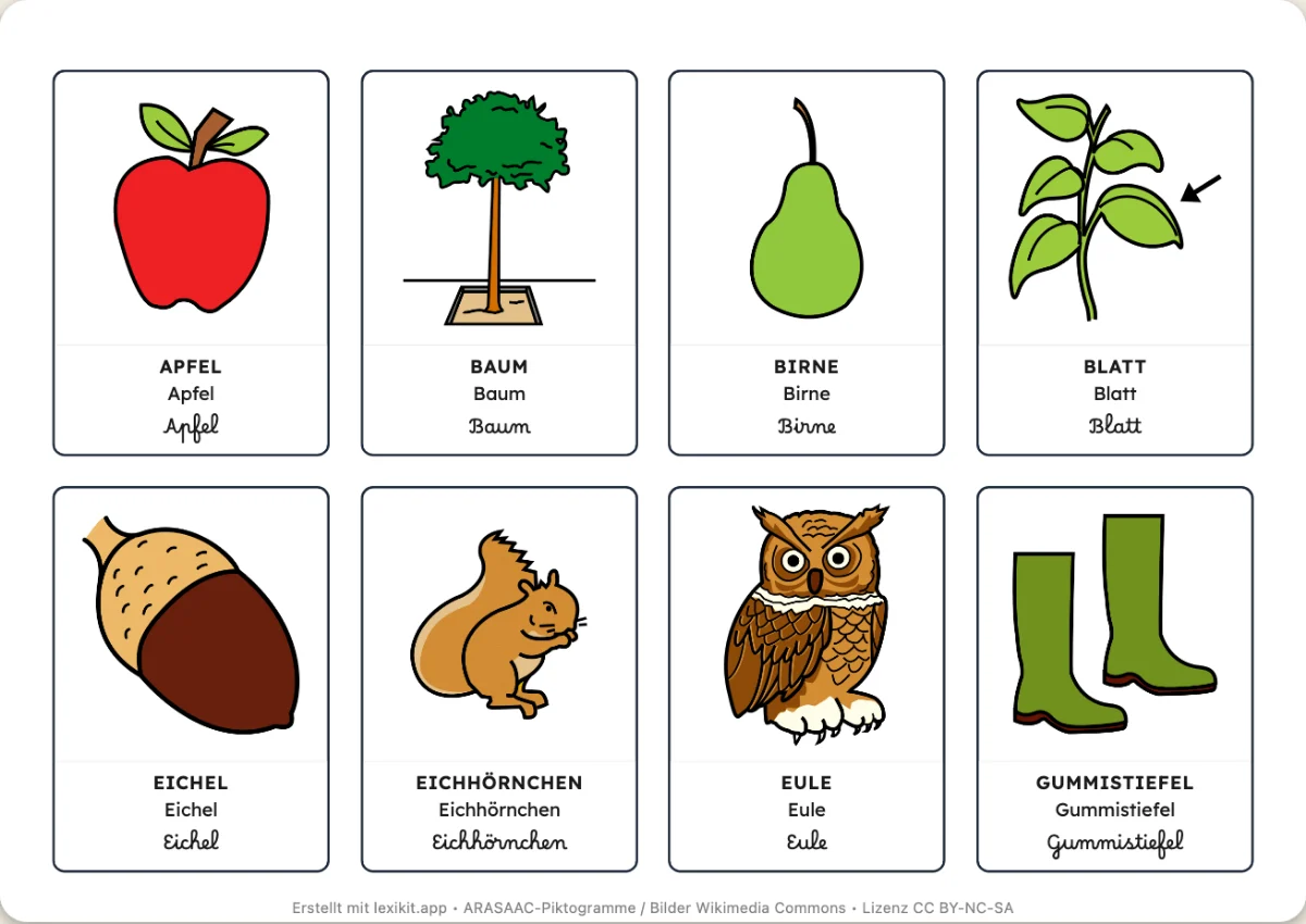 Bildwörterbuch zum Ausdrucken: Herbst