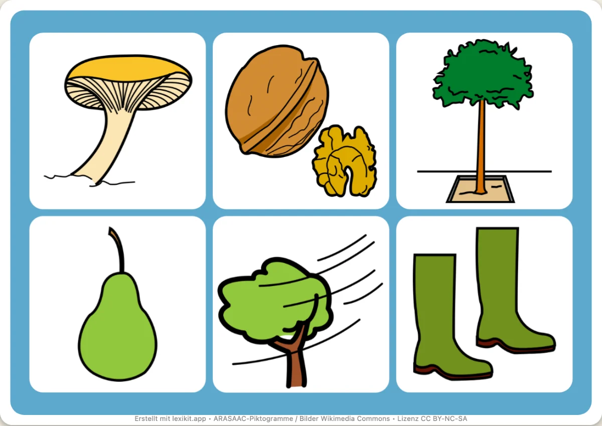 Bingo zum Ausdrucken, erste Seite: Herbst