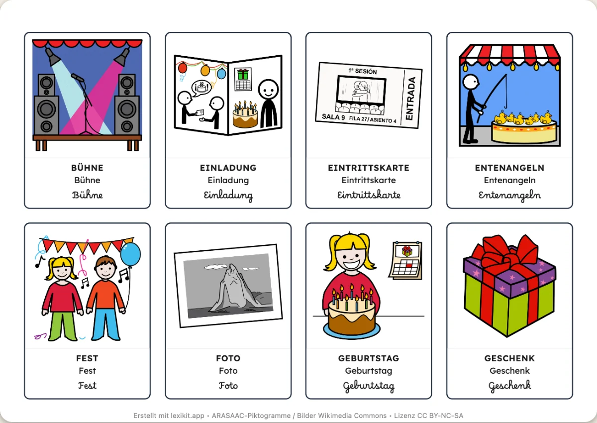 Bildwörterbuch zum Ausdrucken: Das Sommerfest