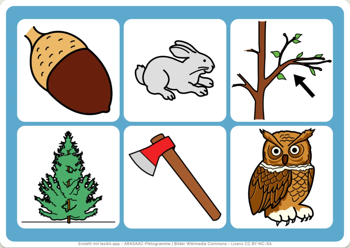 Bingo zum Ausdrucken, erste Seite: Im Wald