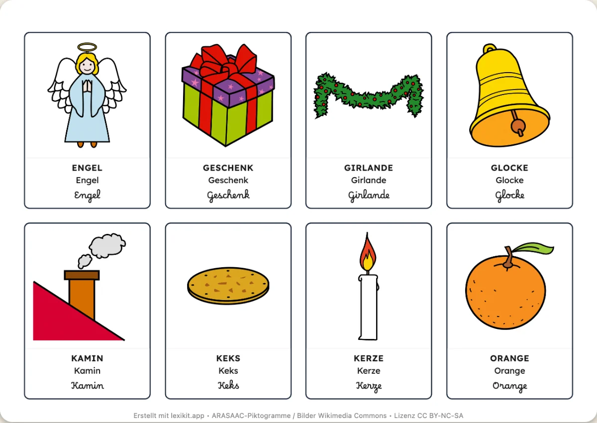 Bildwörterbuch zum Ausdrucken: Weihnachten
