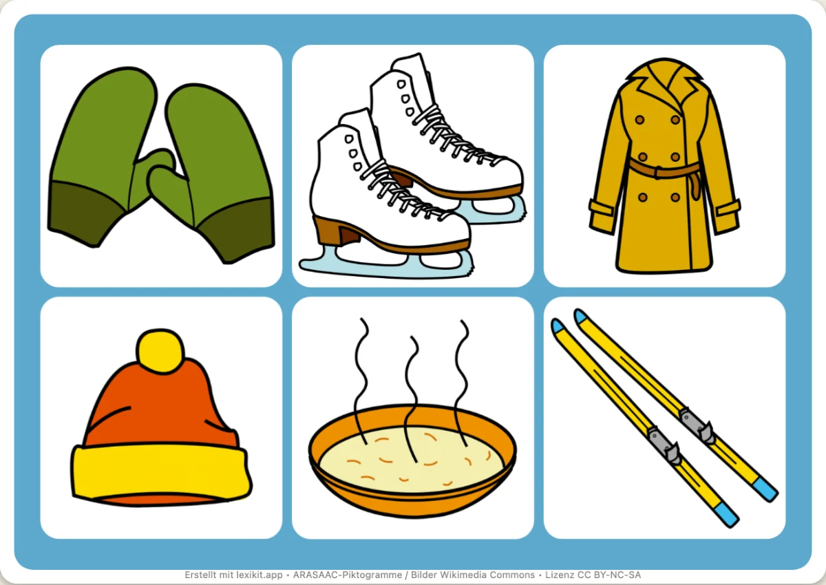 Bingo zum Ausdrucken, erste Seite: Winter