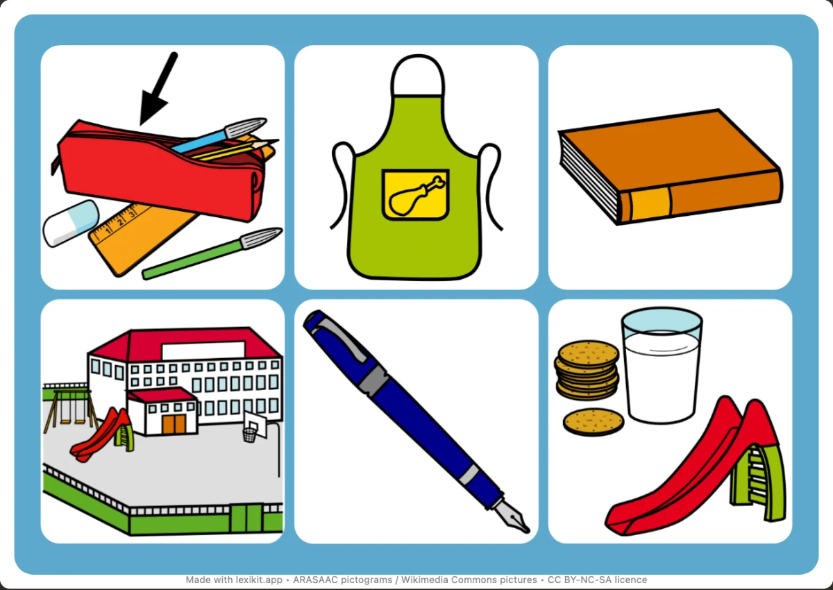 Picture bingo to print, first page: Back to school