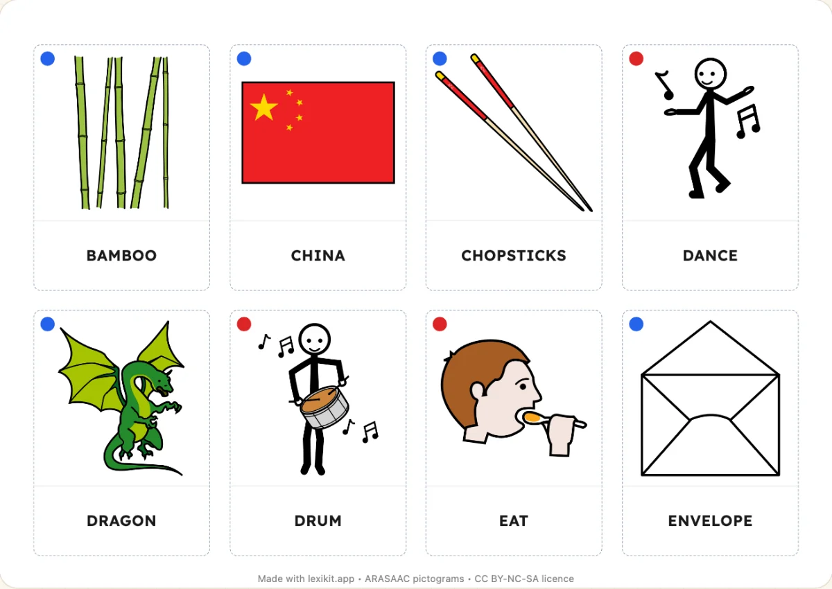 Picture dictionary to print, first page: Chinese New Year