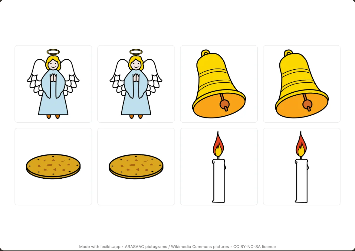 Memory game to print, first page: Christmas