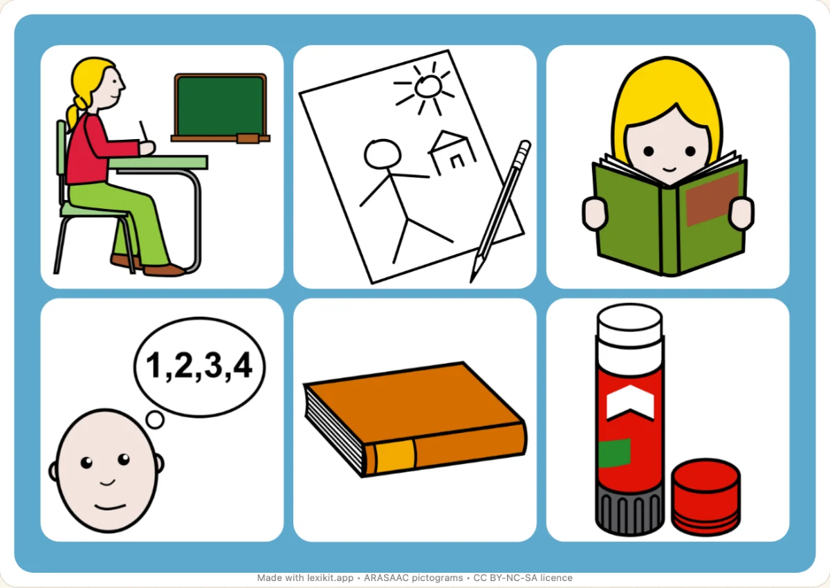 Picture bingo to print, first page: The classroom