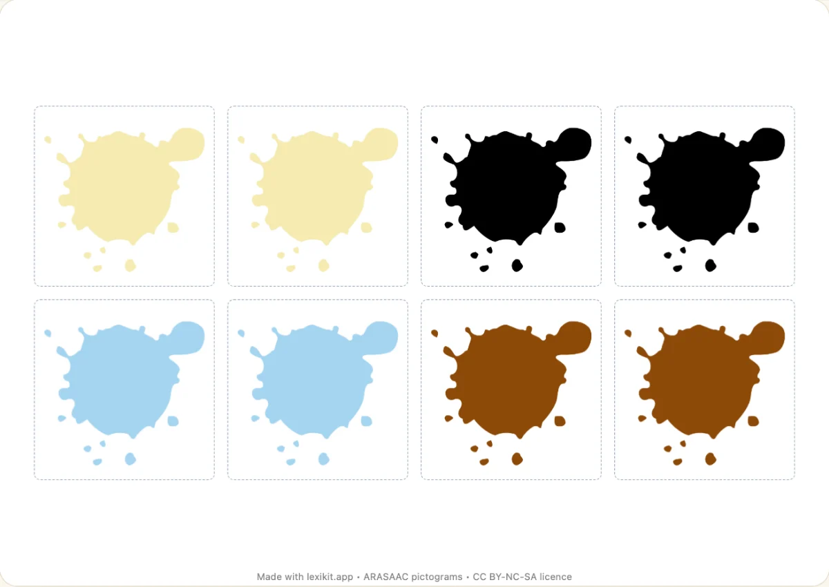 Memory game to print, first page: Colours