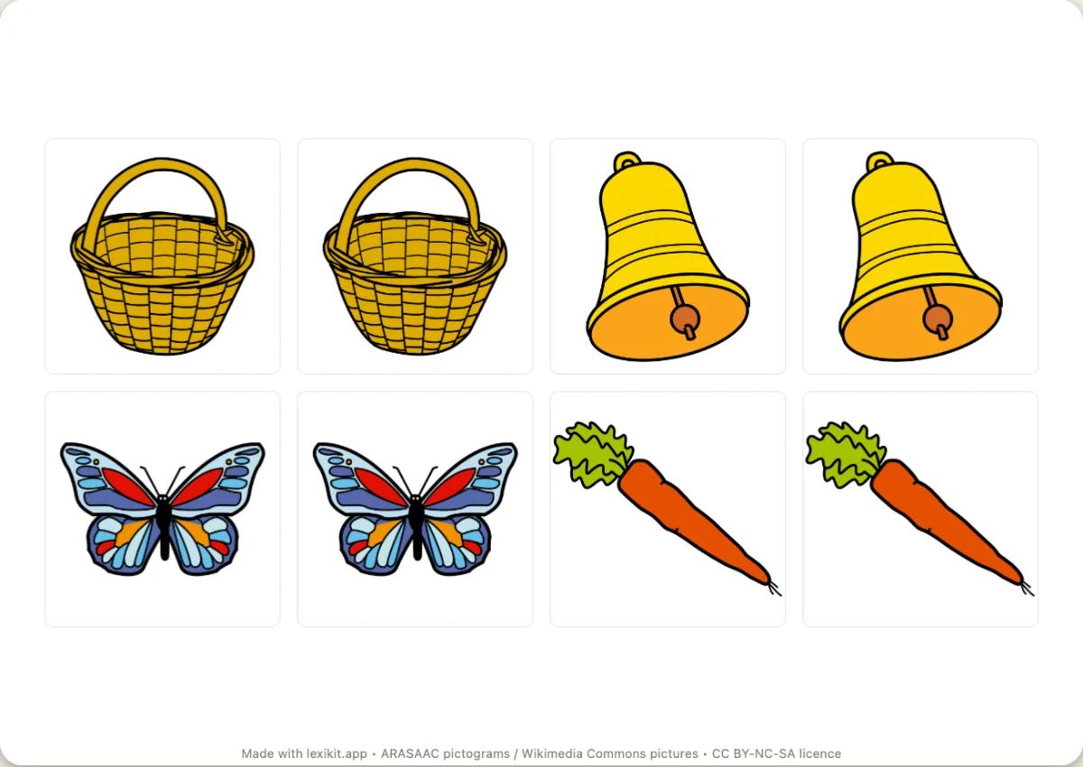 Memory game to print, first page: Easter