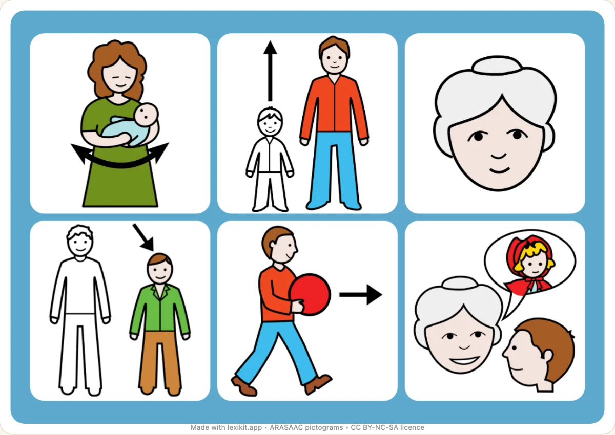 Picture bingo to print, first page: My family