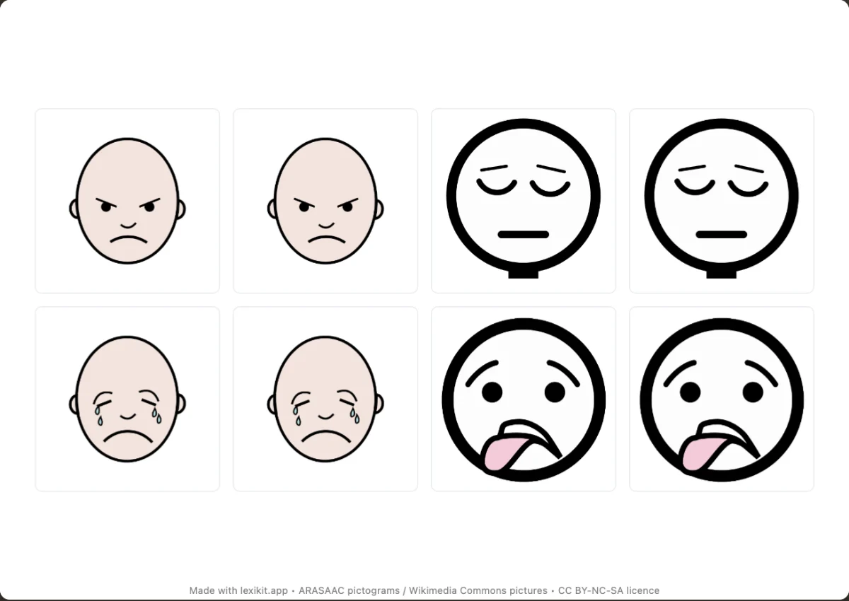 Memory game to print, first page: Feelings