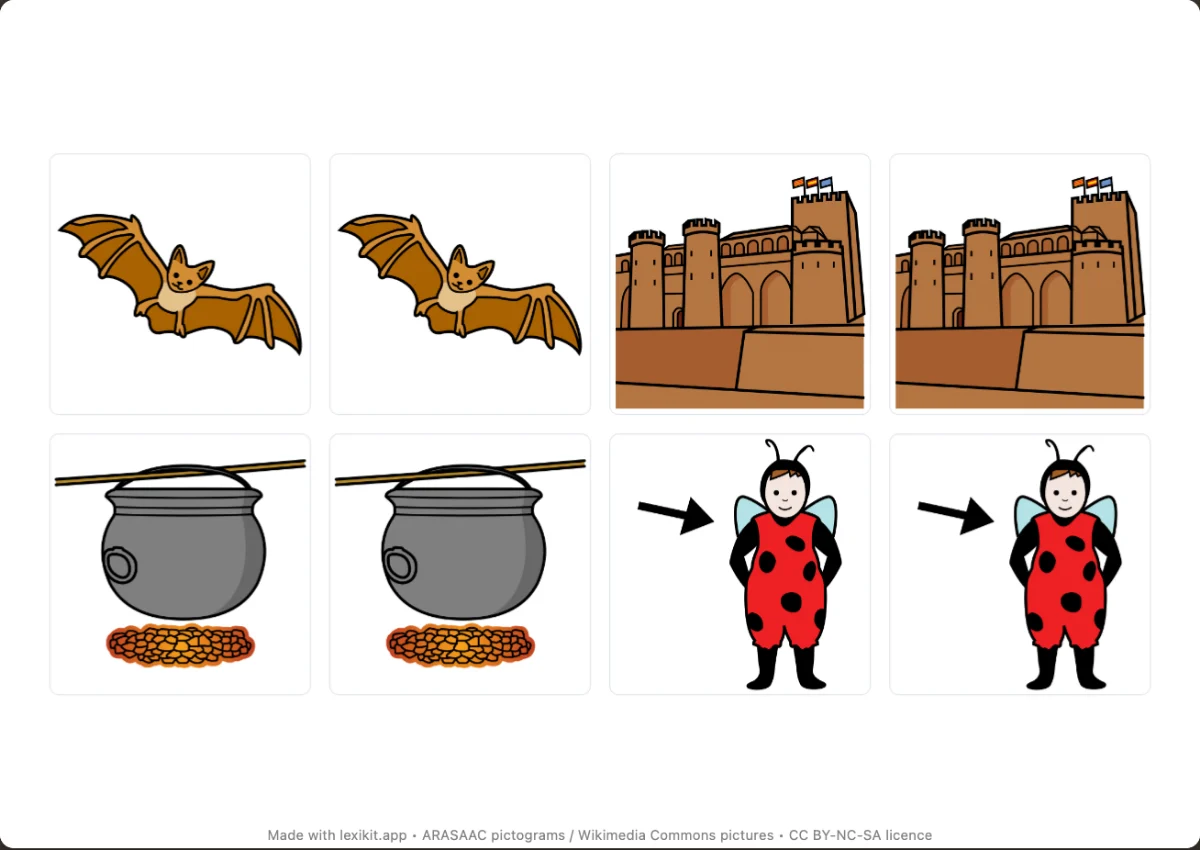 Memory game to print, first page: Halloween