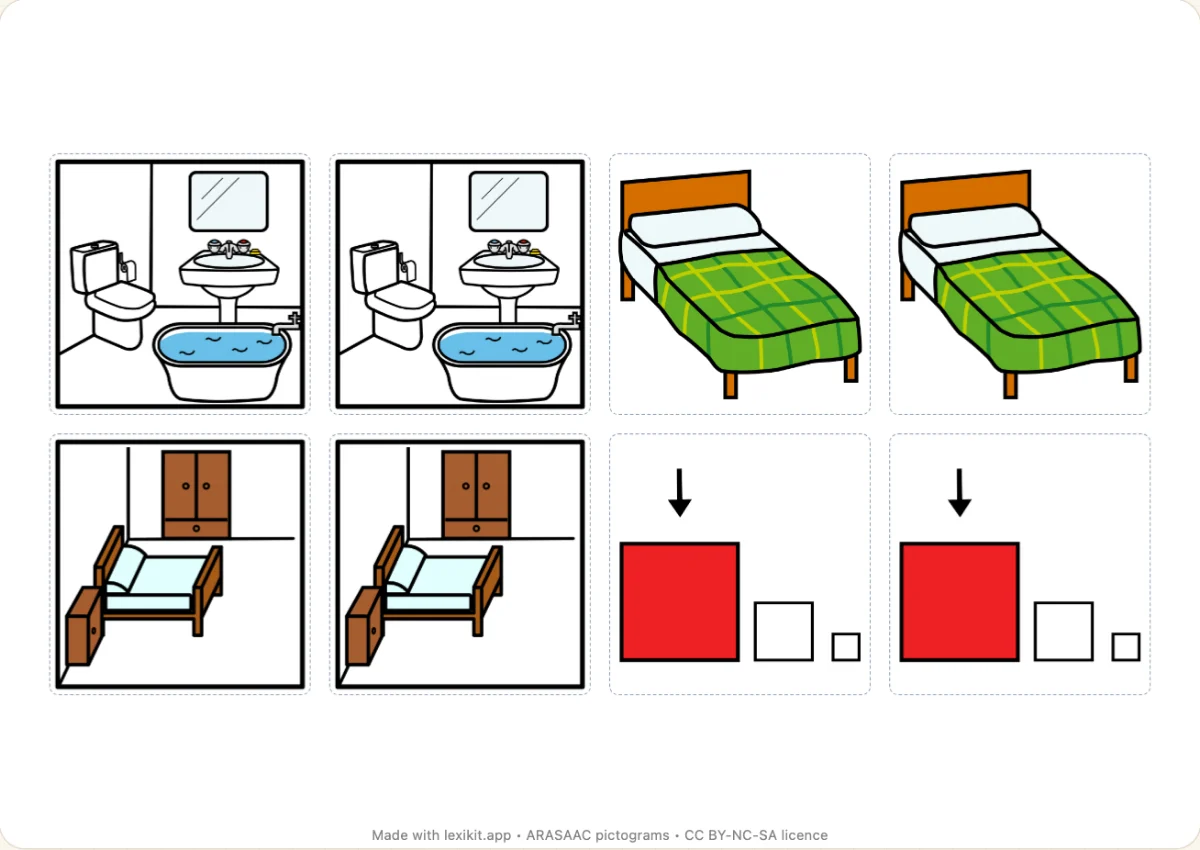 Memory game to print, first page: At home