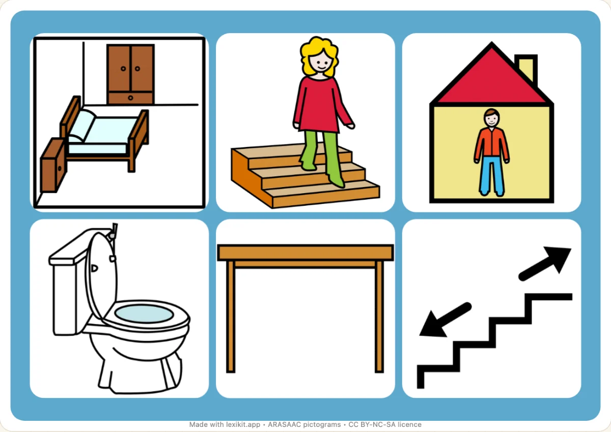Picture bingo to print, first page: At home