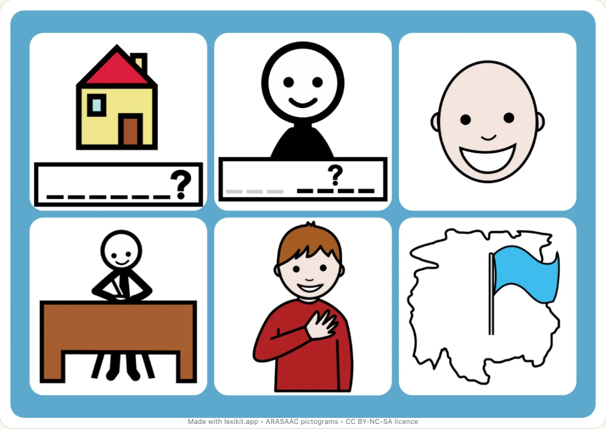Picture bingo to print, first page: Introducing yourself