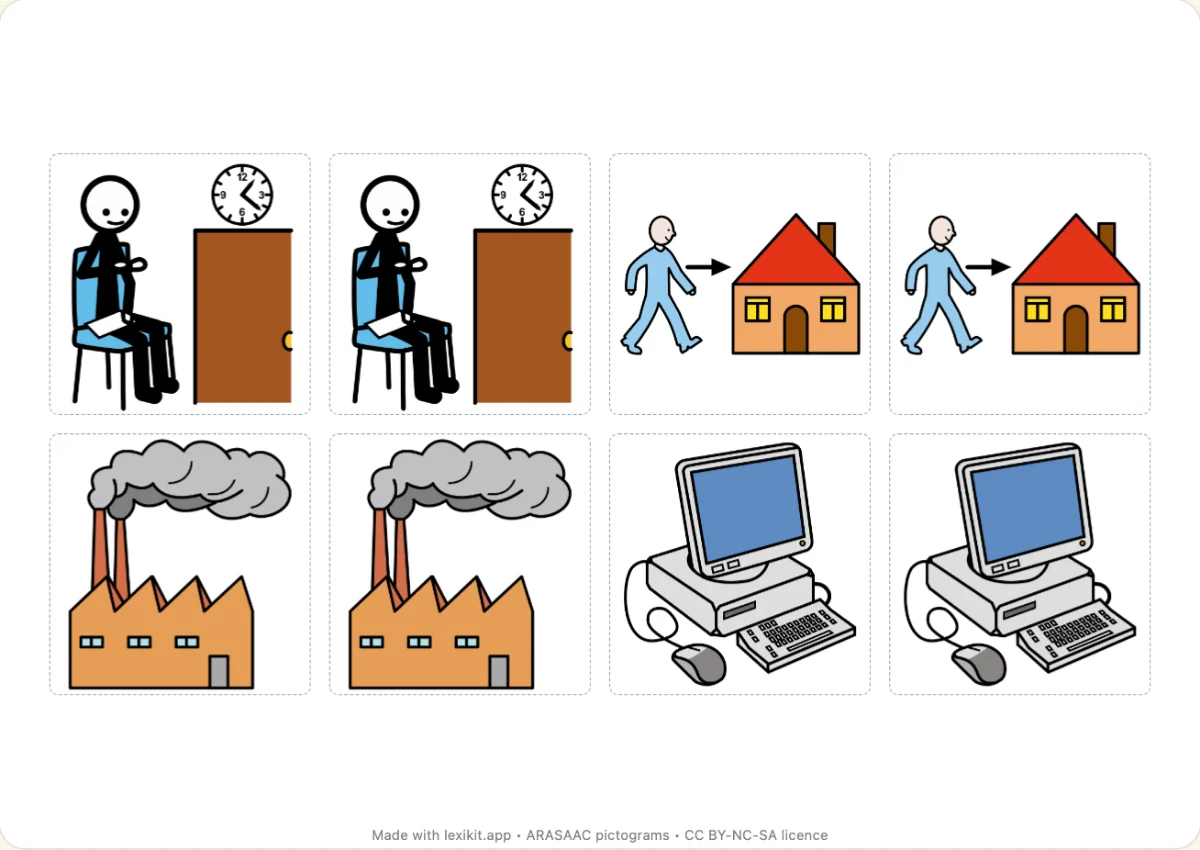 Memory game to print, first page: Looking for a job