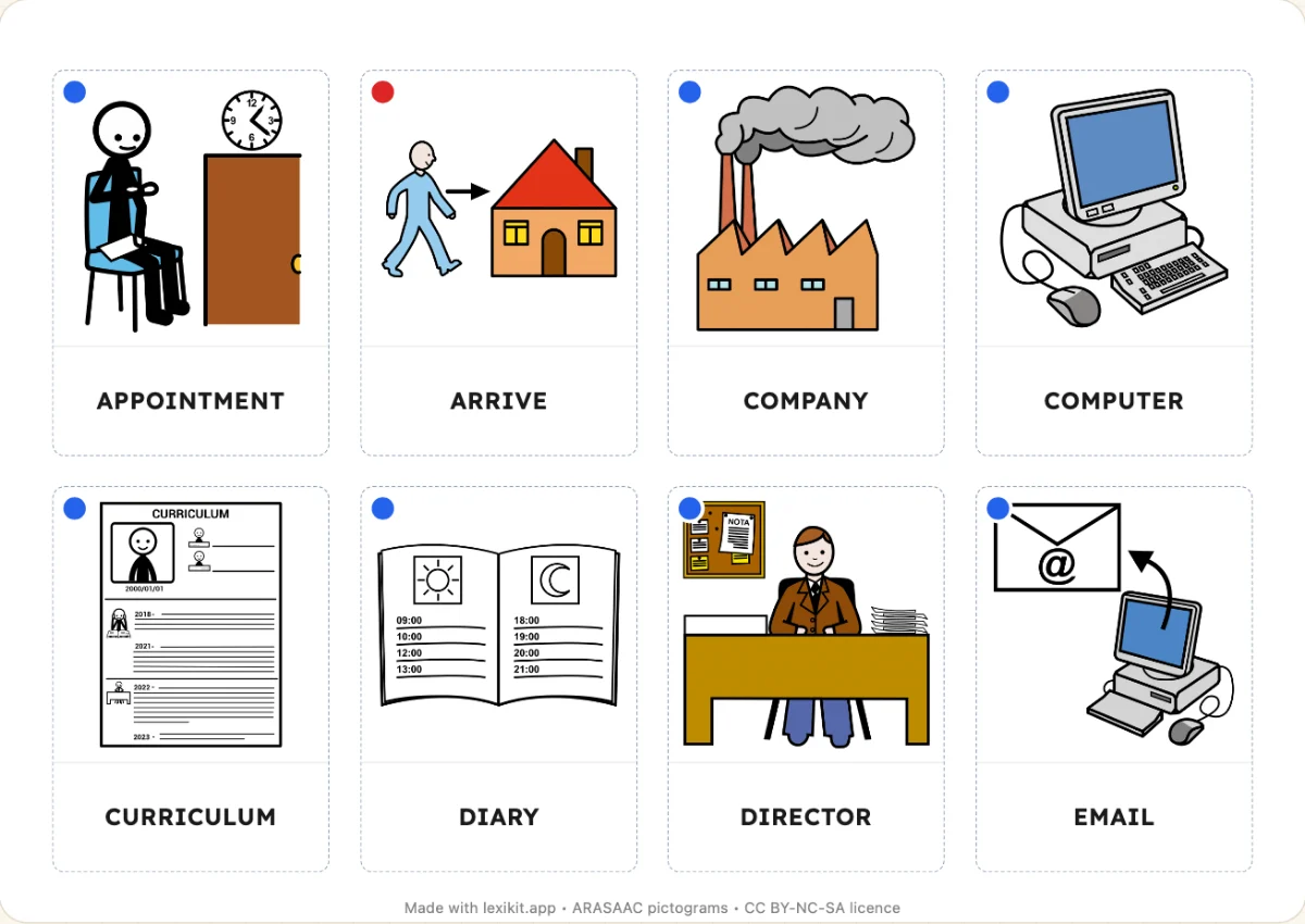 Printable picture dictionary: Looking for a job
