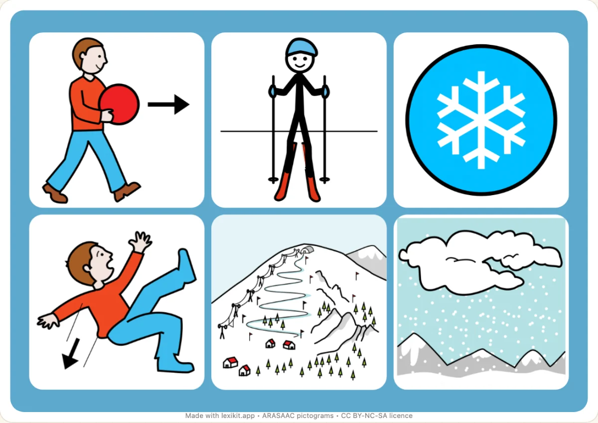 Picture bingo to print, first page: The mountains