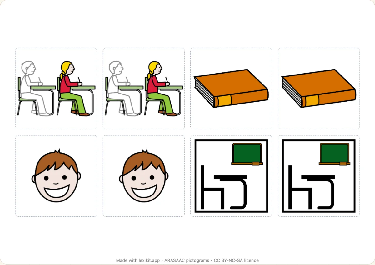Memory game to print, first page: My children's school