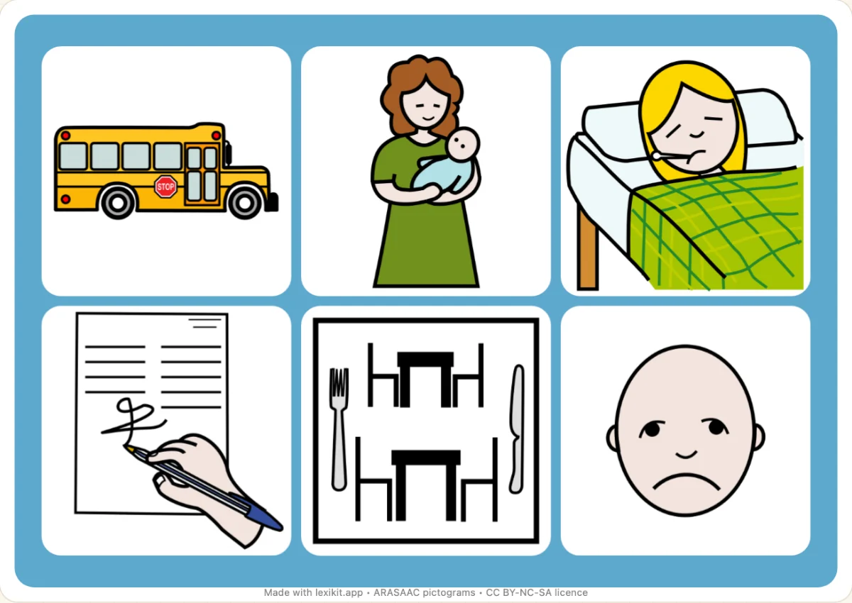 Picture bingo to print, first page: My children's school