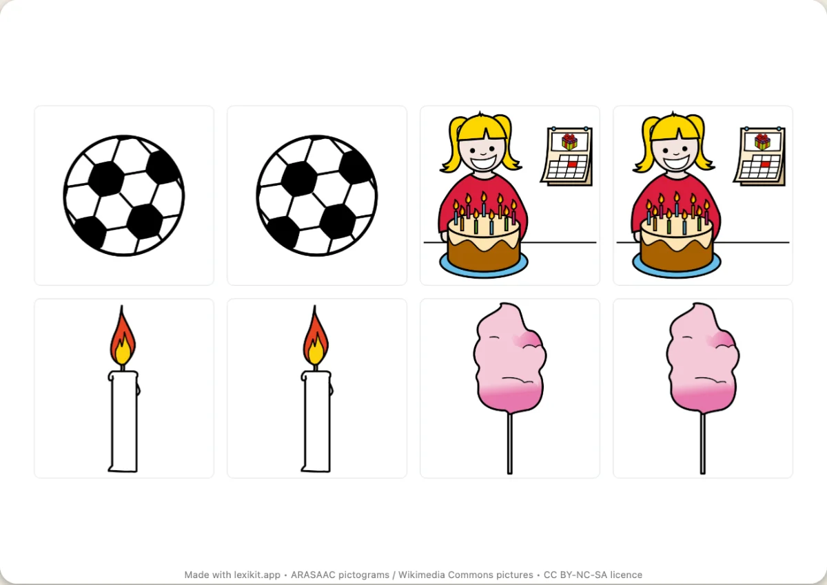 Memory game to print, first page: School fair