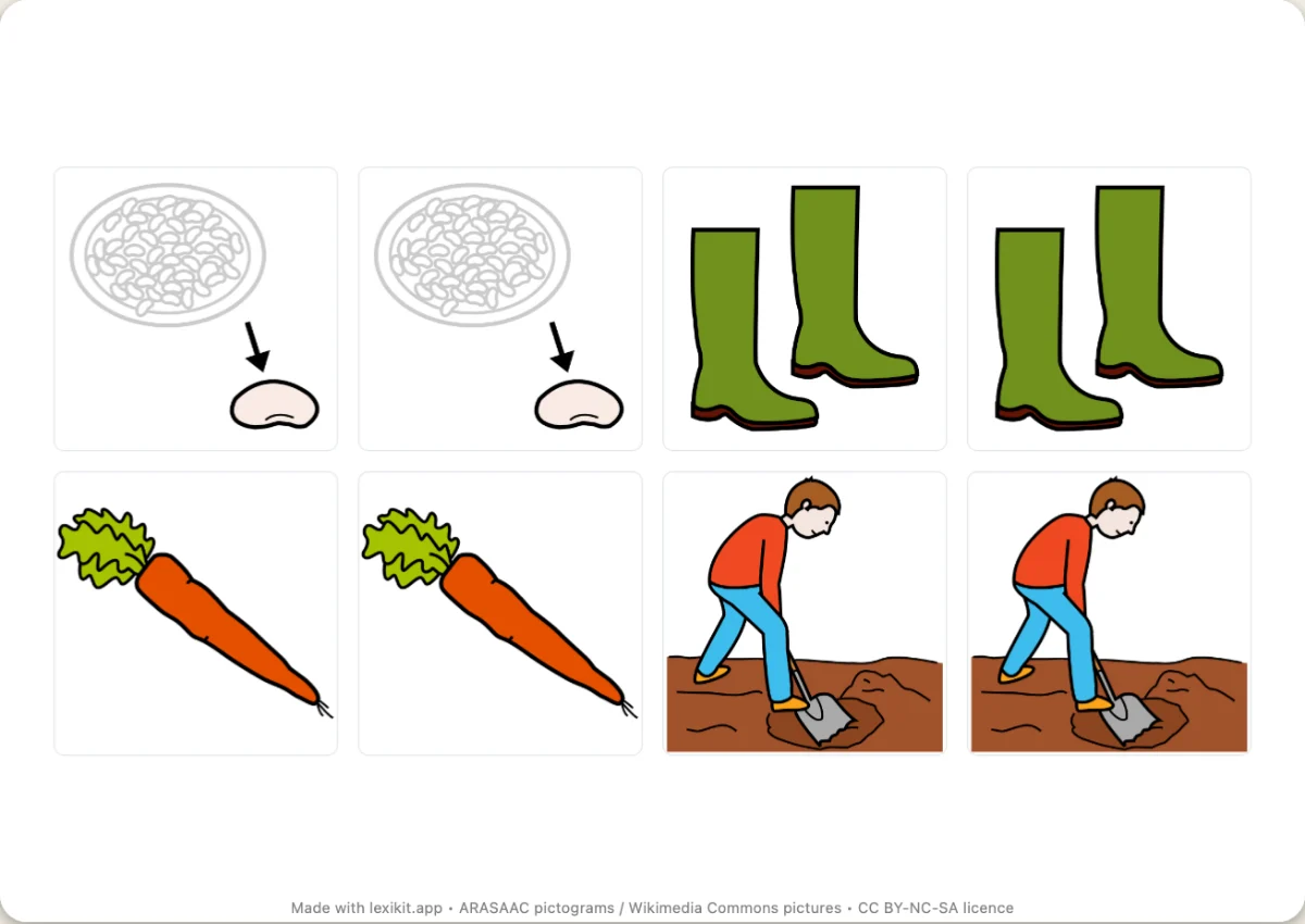 Memory game to print, first page: The school garden