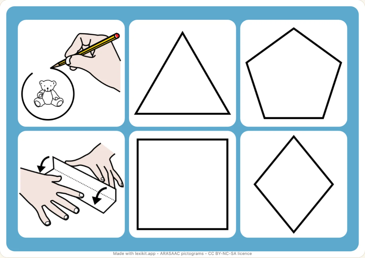 Picture bingo to print, first page: Shapes