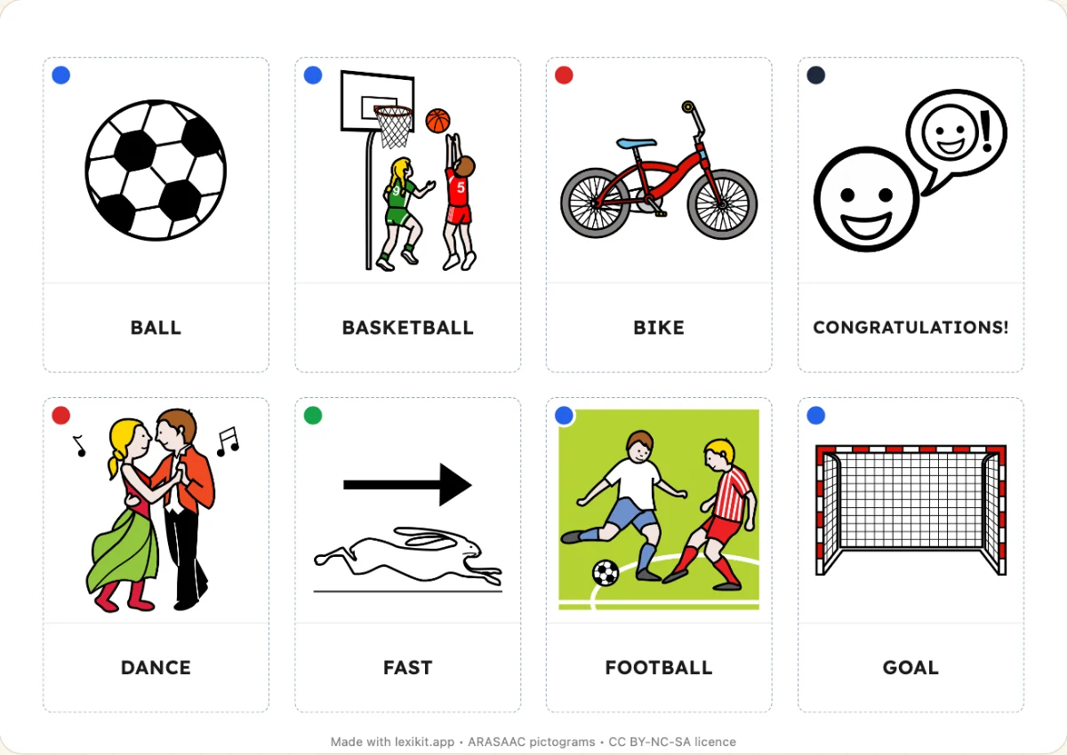 Printable picture dictionary: Sport and leisure