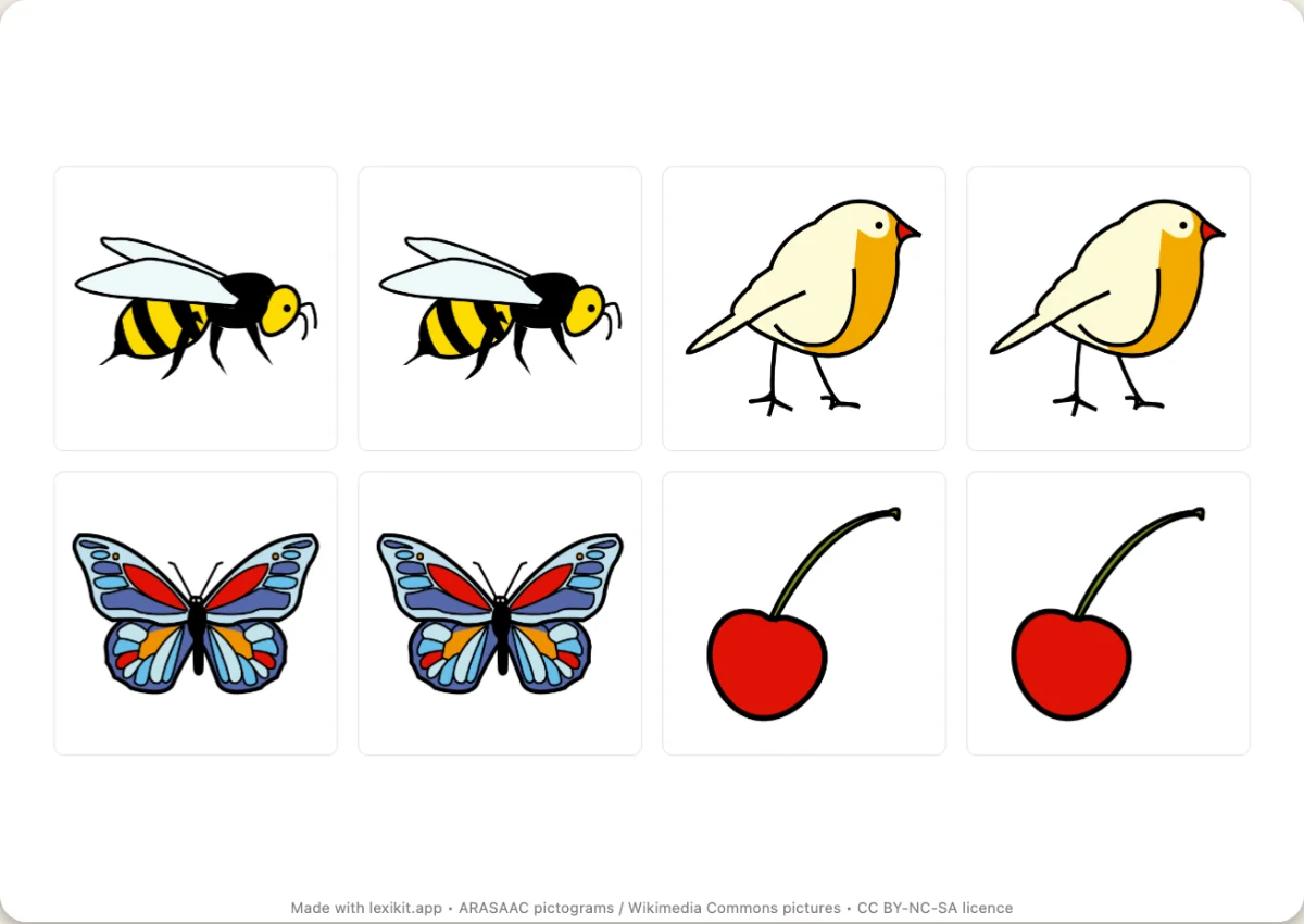 Memory game to print, first page: Spring