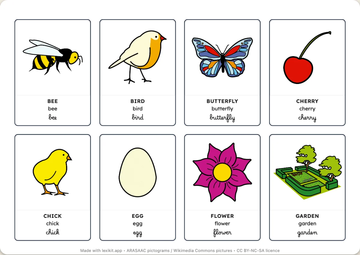 Printable picture dictionary: Spring