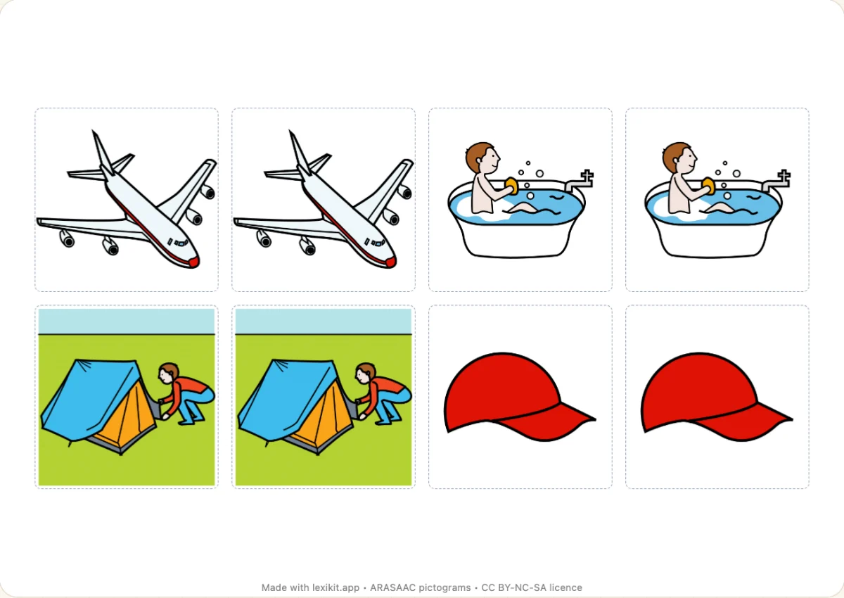 Memory game to print, first page: Summer