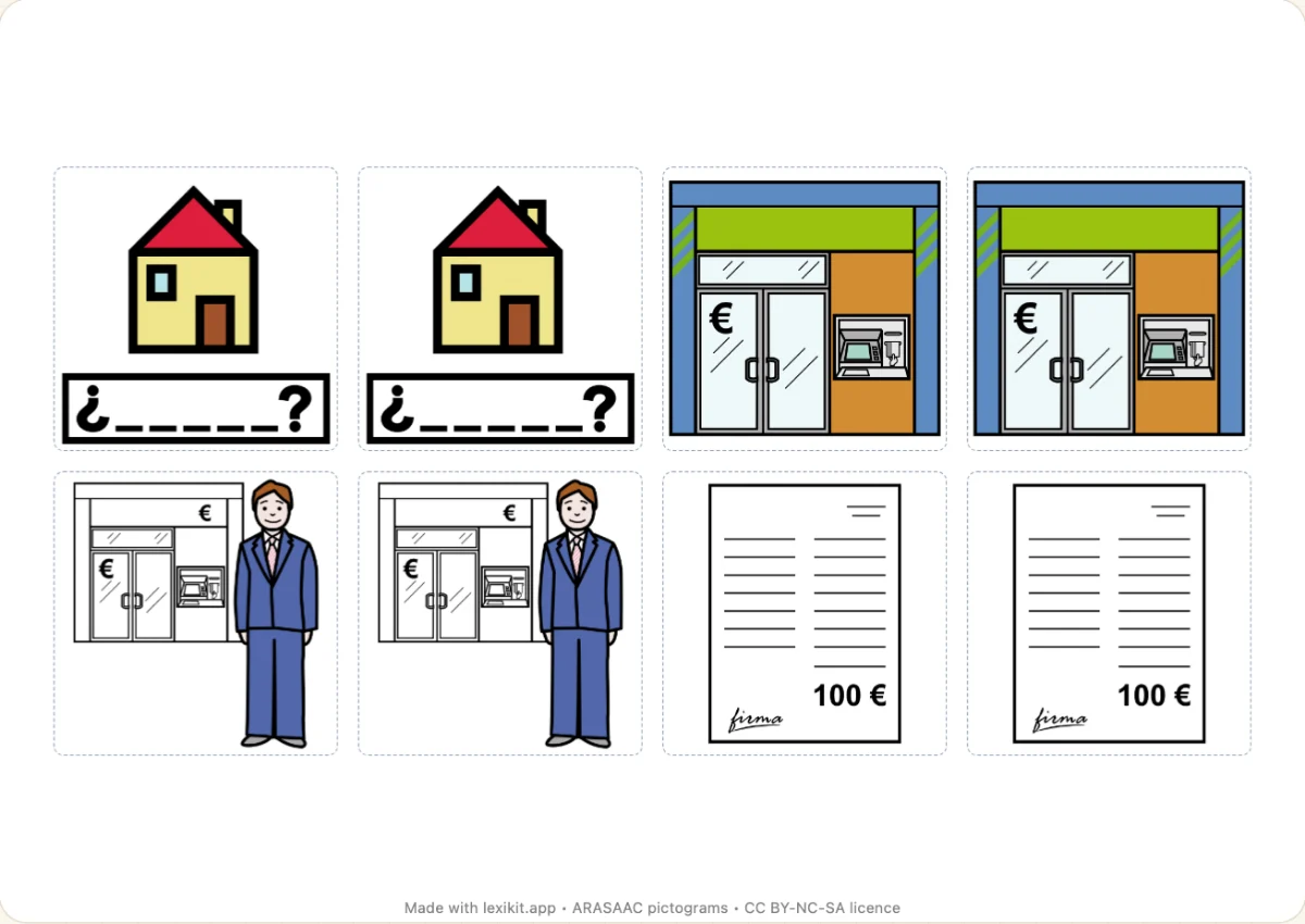Memory game to print, first page: The post office and the bank