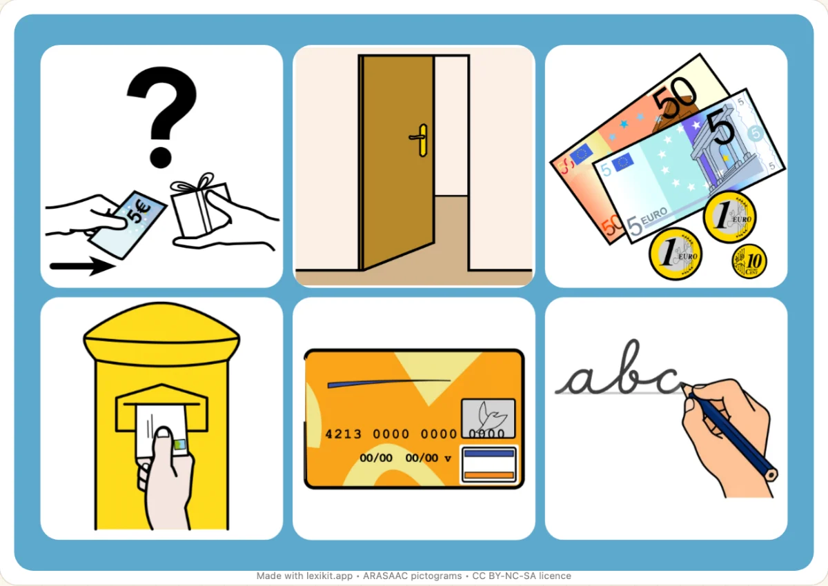 Picture bingo to print, first page: The post office and the bank