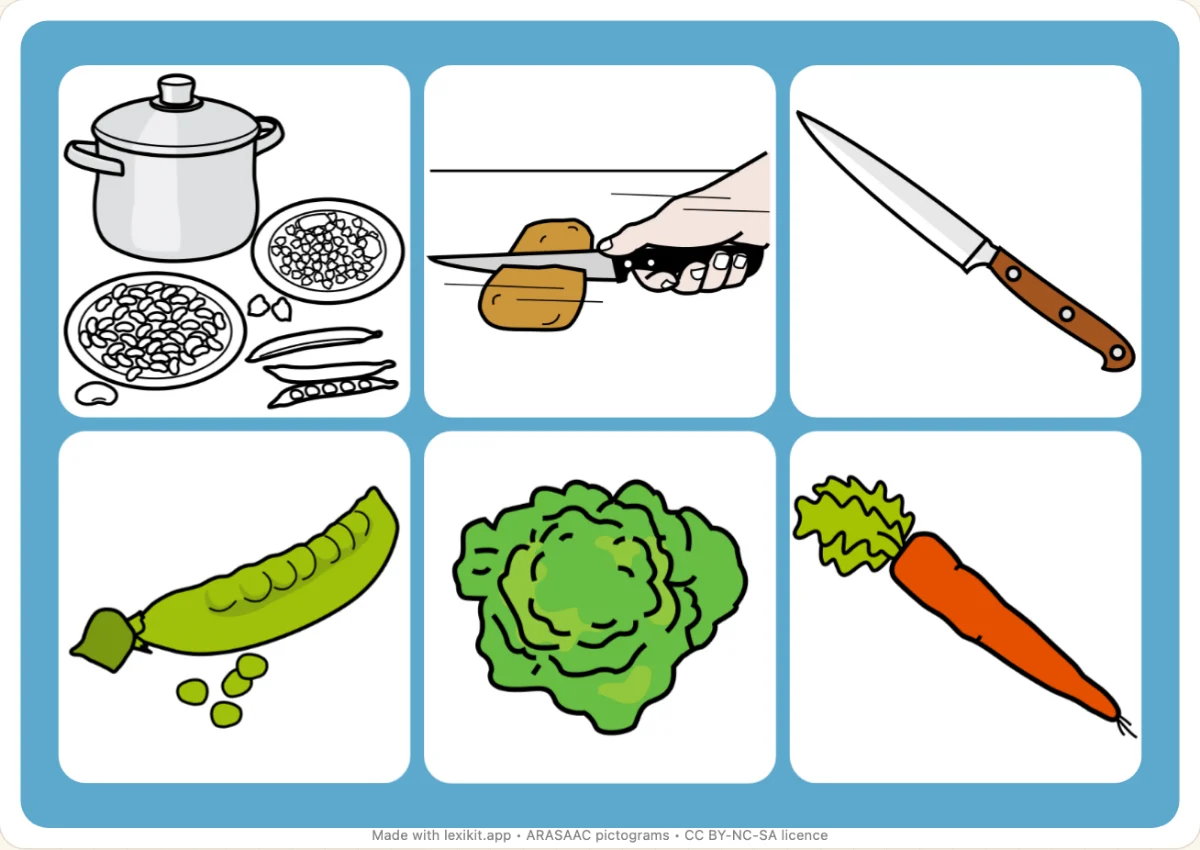 Picture bingo to print, first page: Vegetables
