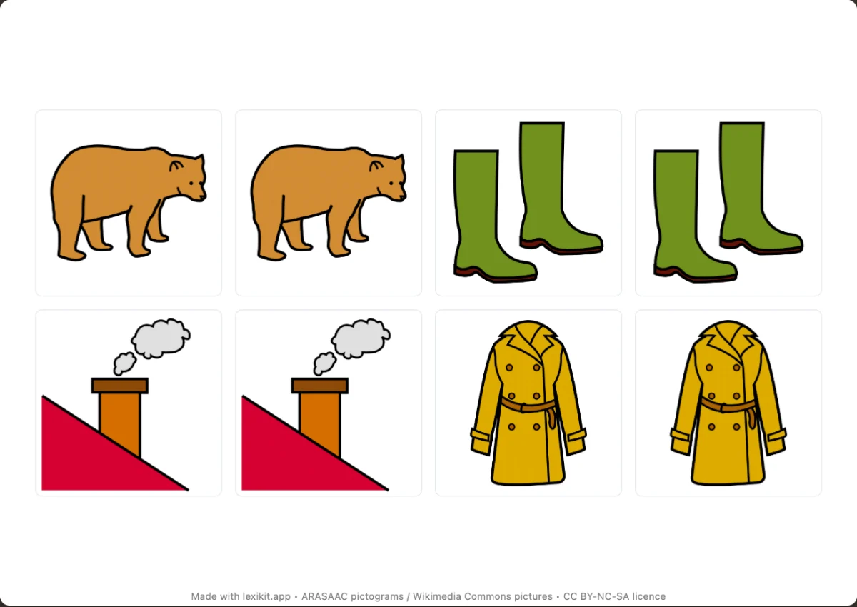Memory game to print, first page: Winter