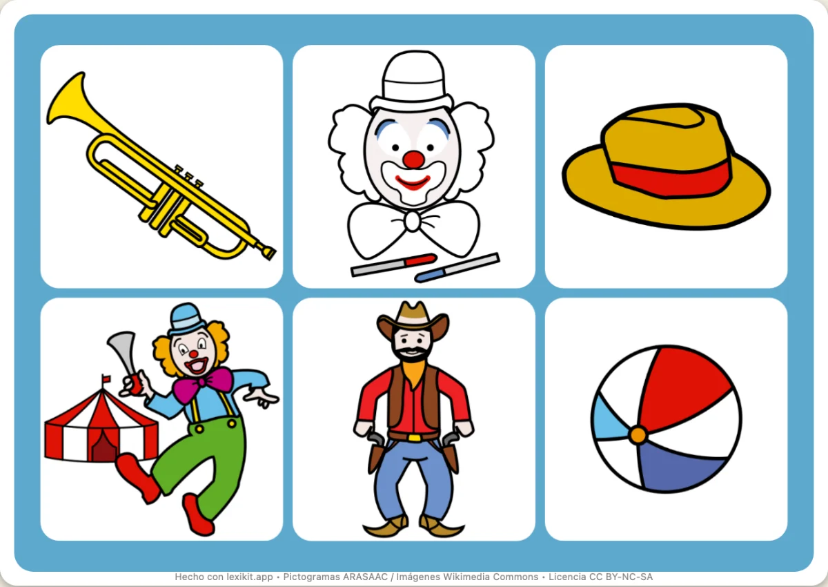 Bingo para imprimir, primera página: El carnaval