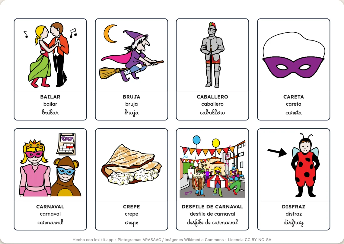 Diccionario de imágenes para imprimir: El carnaval