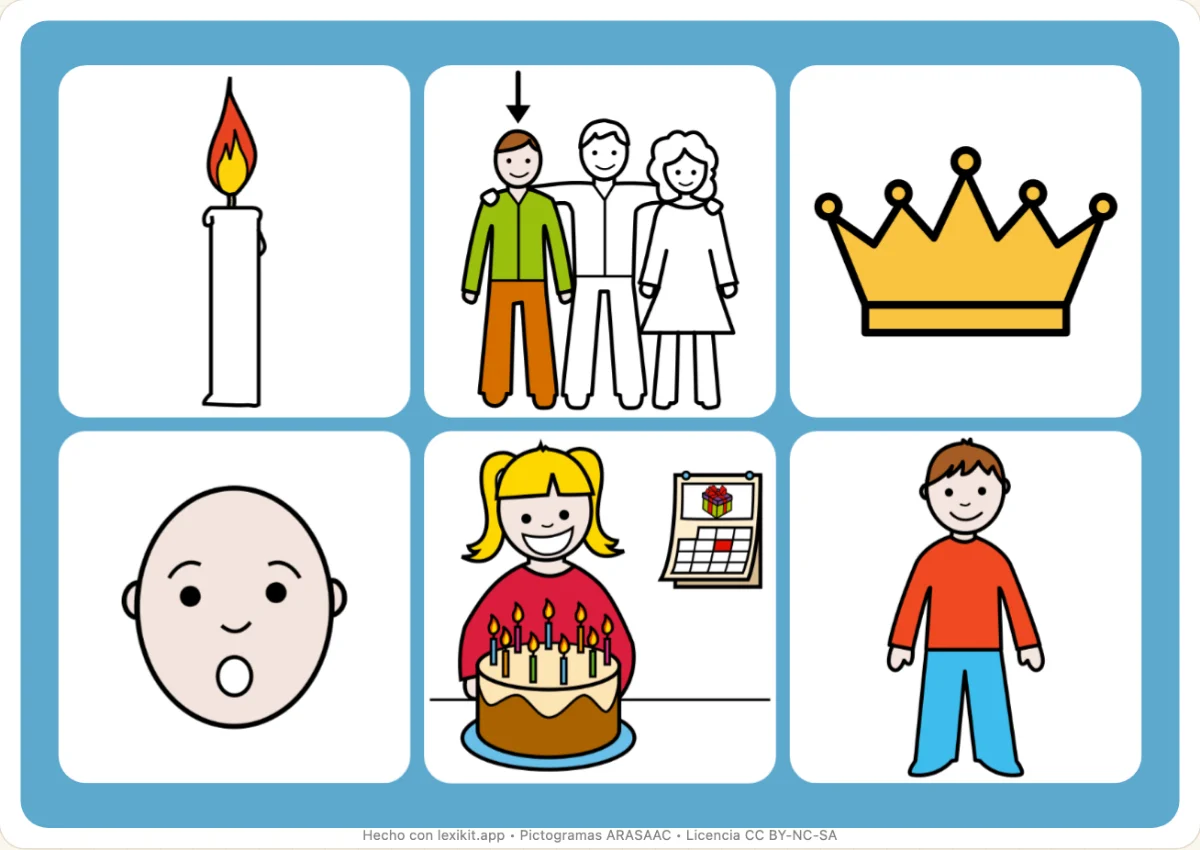 Bingo para imprimir, primera página: El cumpleaños