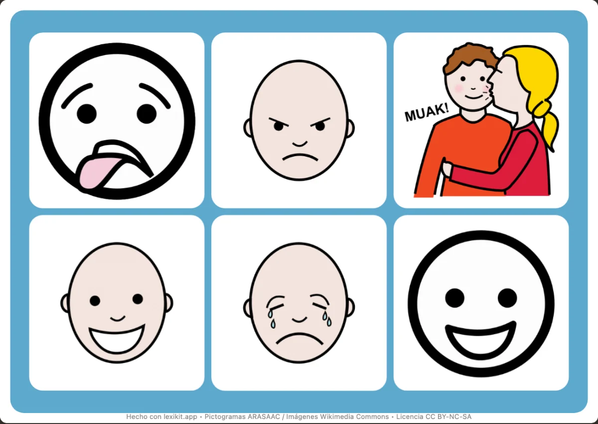 Bingo para imprimir, primera página: Las emociones