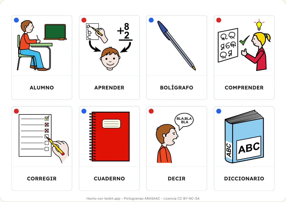 Diccionario de imágenes para imprimir: En clase de idiomas